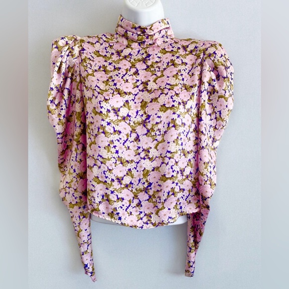 Zara Floral Turtleneck Long Sleeve - Picture 1 of 4